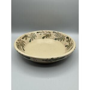 Beaumont Brothers BBP Pie Plate Pottery Green Leaf Berry Deep Dish Vintage